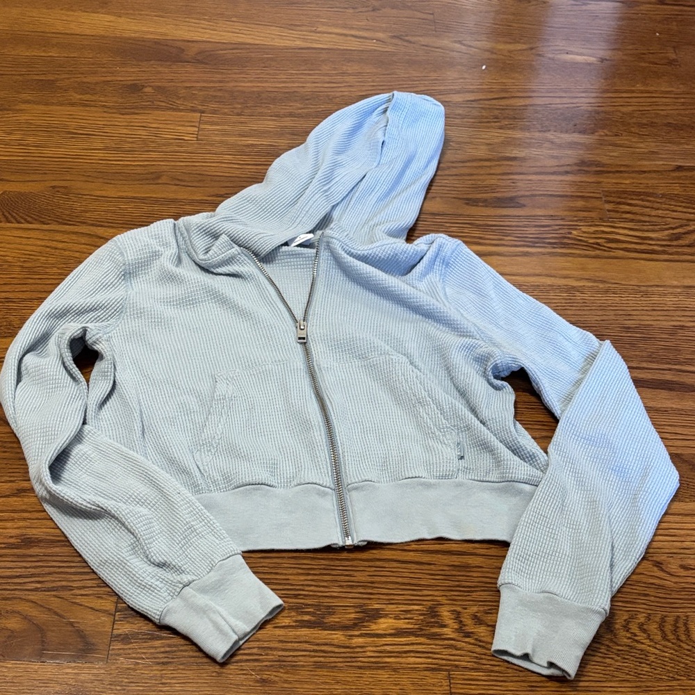 TNA Light Blue Cropped Hoodie zip up